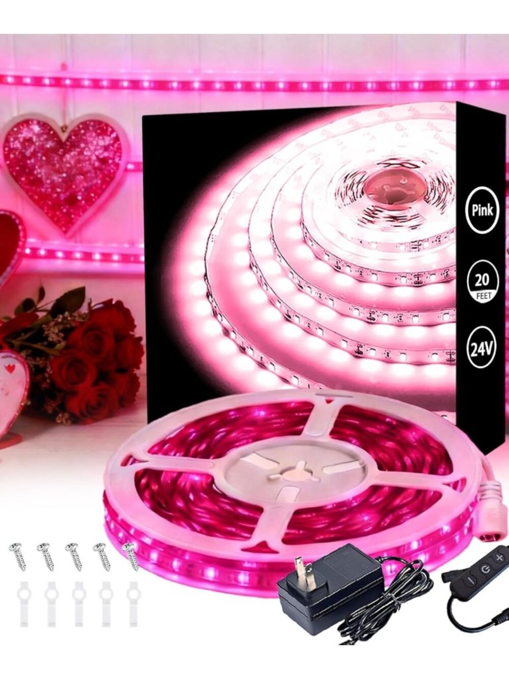 Pink LED Strip Lights for Valentine's Day Decor - Easy DIY Cuttable Rope Lights